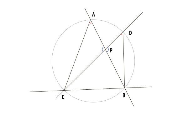 点A,Bと点C,Dが共に点Pを挟んでいる場合